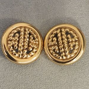 VTG GIVENCHY Gold Button Clip-on Earrings